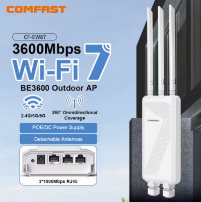 COMFAST CF-EW85 3600Mbps WiFi7 haute puissance double bande 2.4Ghz&5GHz WiFi Couverture Extenseur Point d'accès extérieur